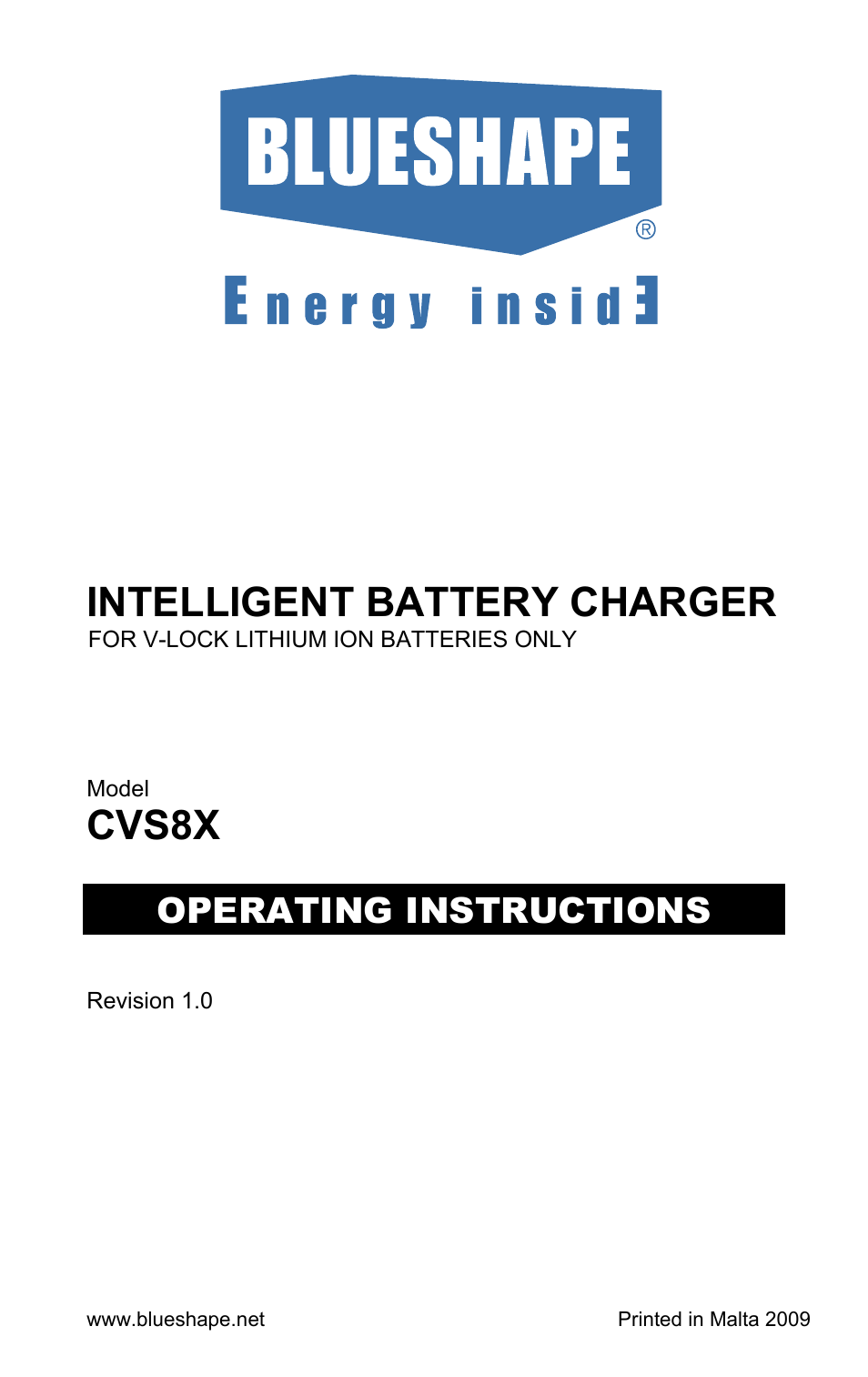 BLUESHAPE CVS8X User Manual | 16 pages