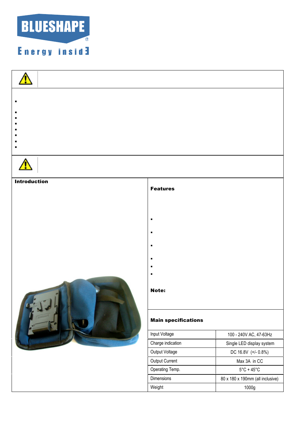 BLUESHAPE CVTR1M User Manual | 2 pages