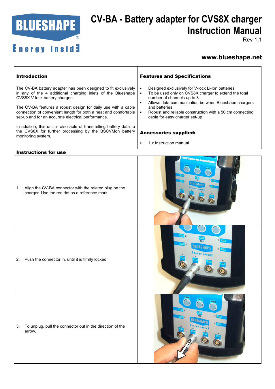 BLUESHAPE CV-BA User Manual | 1 page