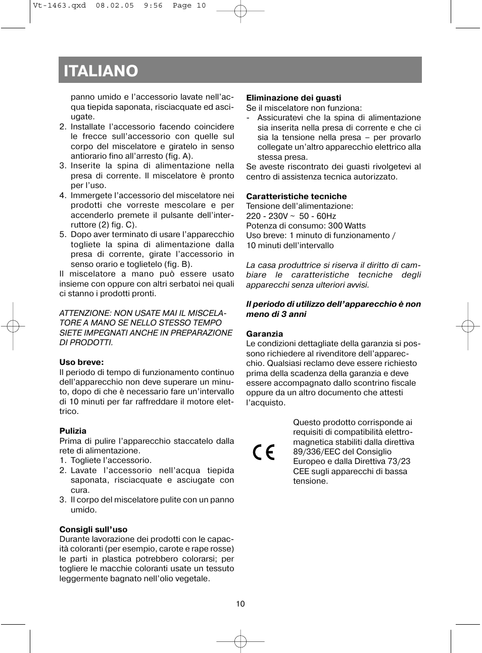 Italiano | Vitek VT-1463 User Manual | Page 12 / 32