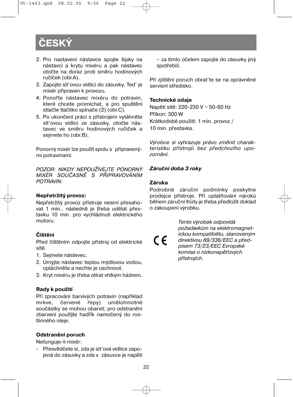 Èeský | Vitek VT-1463 User Manual | Page 24 / 32