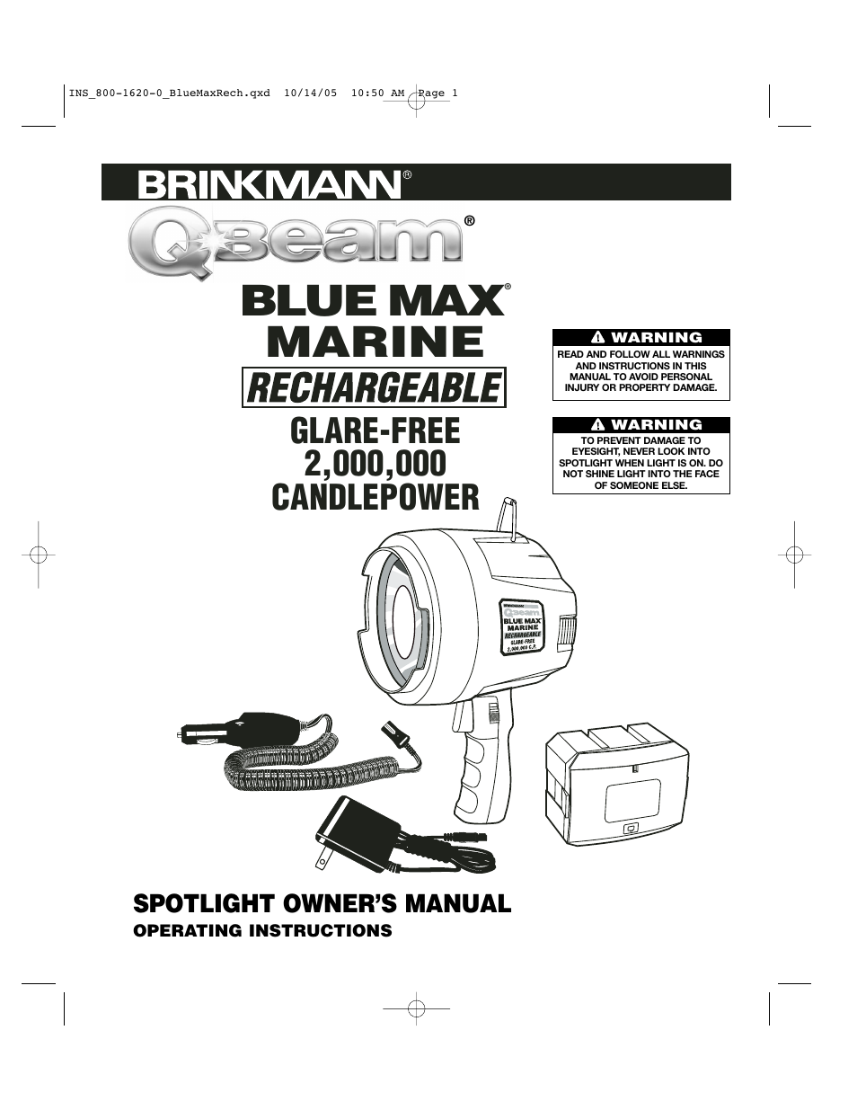 Brinkmann Rechargeable Glare-Free Spotlight 800-1620-0 User Manual | 8 pages