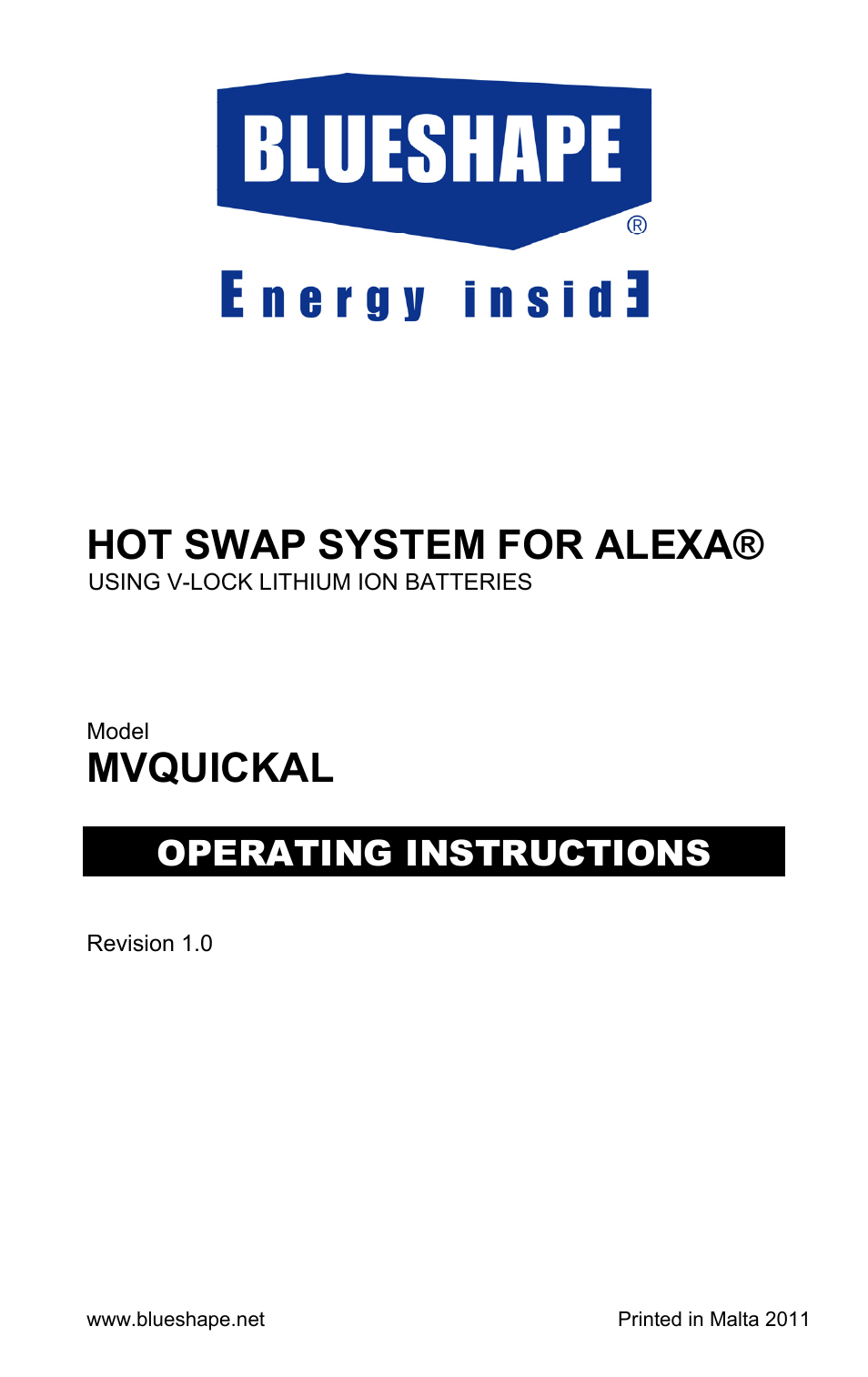 BLUESHAPE MVQUICKAB Hot-Swap adapter User Manual | 12 pages