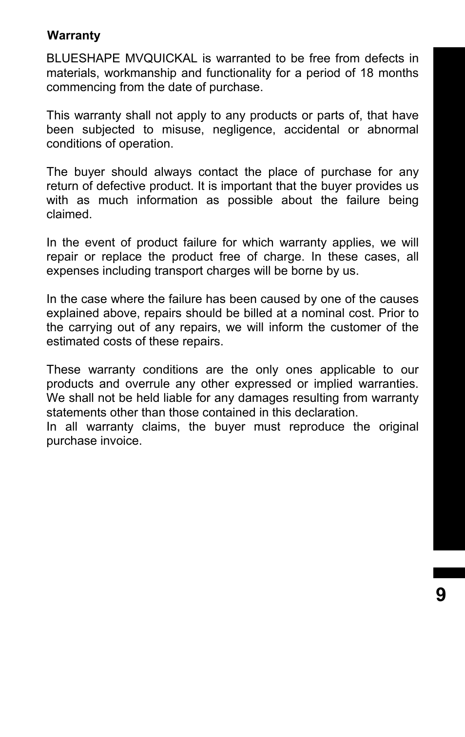 BLUESHAPE MVQUICKAB Hot-Swap adapter User Manual | Page 9 / 12