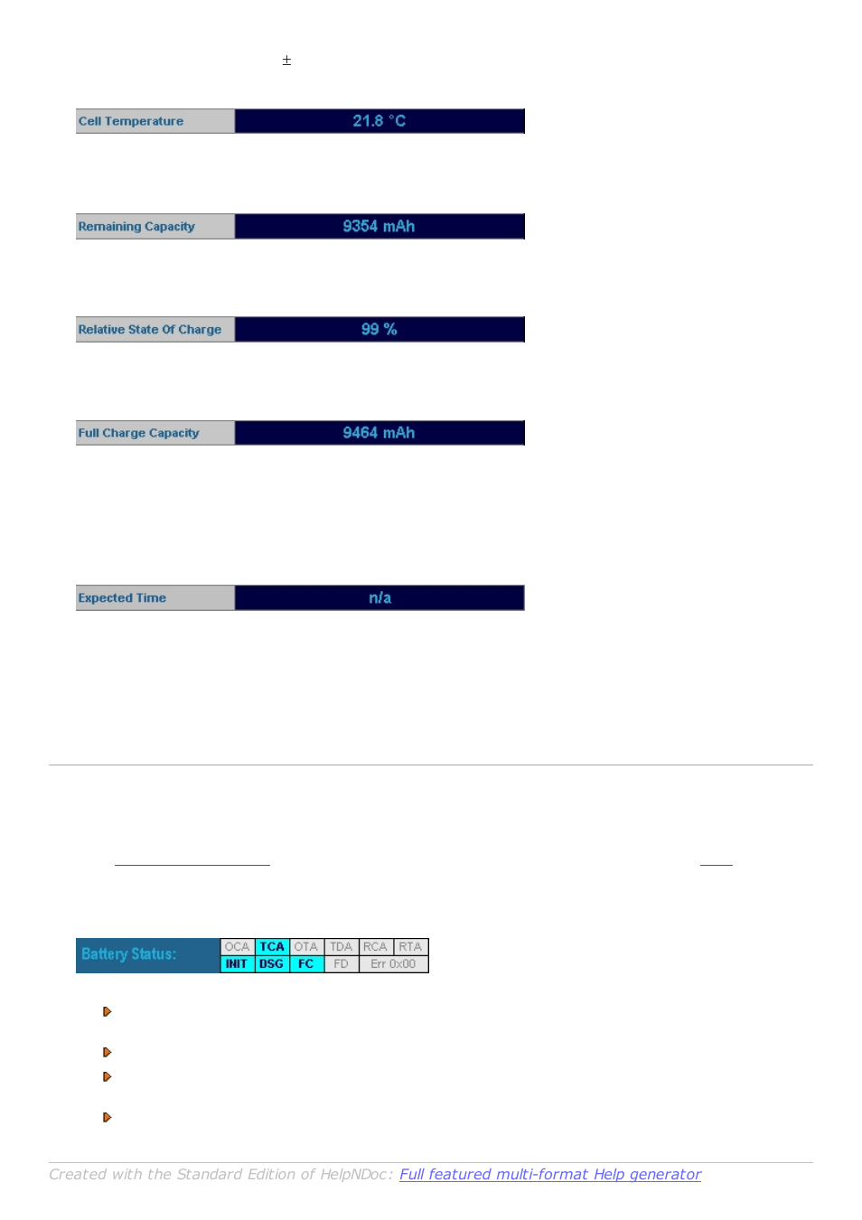 Battery status info, Battery status information | BLUESHAPE BSMon v3.0 User Manual | Page 11 / 31