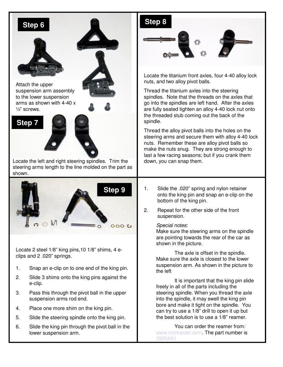 Step 6, Step 7 step 8, Step 9 | BMI Racing Copperhead 12 User Manual | Page 4 / 12