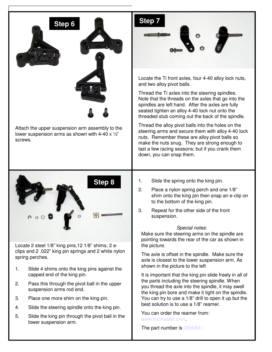 Step 6, Step 7, Step 8 | BMI Racing Copperhead 10 User Manual | Page 4 / 12