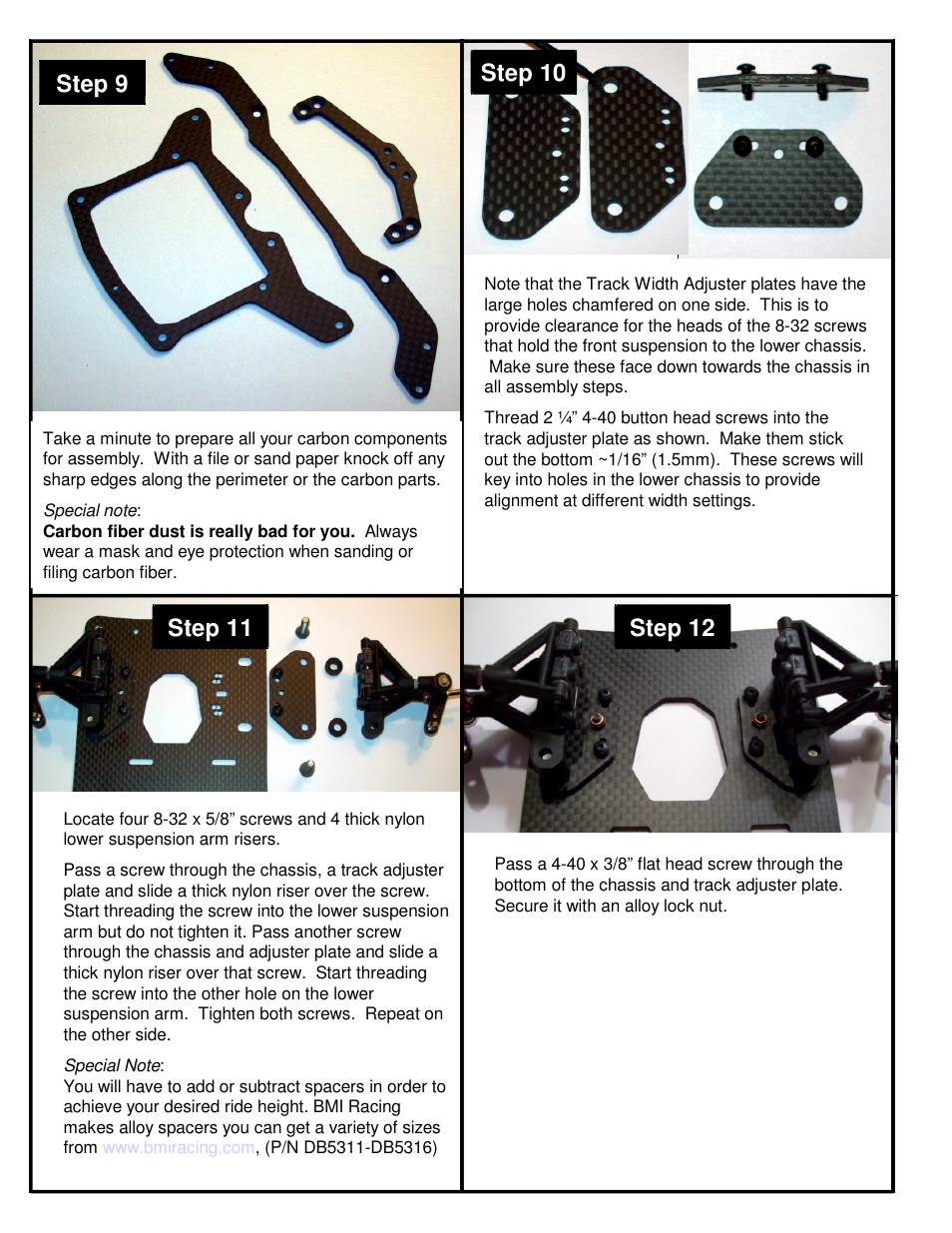 Step 9, Step 10, Step 11 | Step 12 | BMI Racing Copperhead 10 User Manual | Page 5 / 12