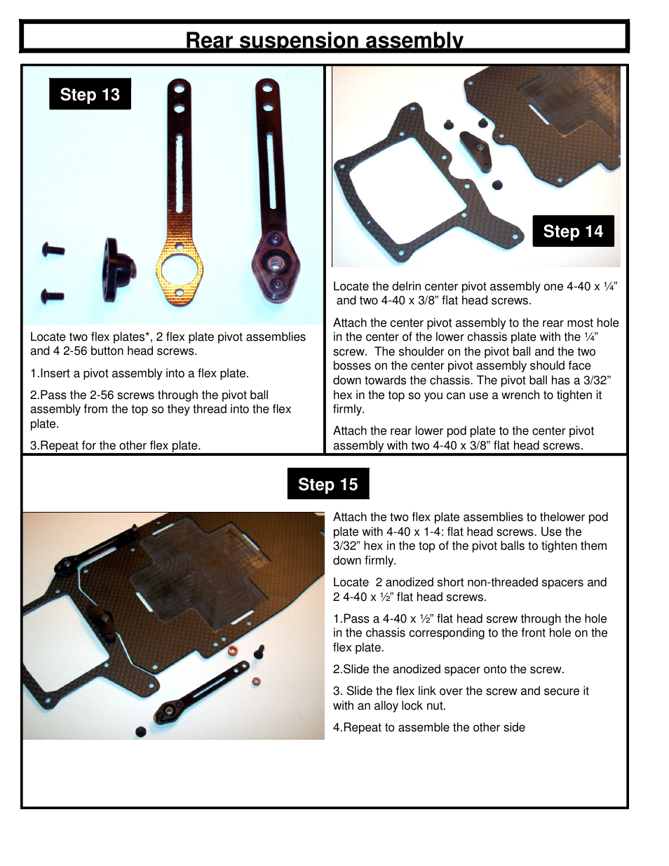 Rear suspension assembly, Step 13, Step 14 step 15 | BMI Racing Copperhead 10 User Manual | Page 6 / 12