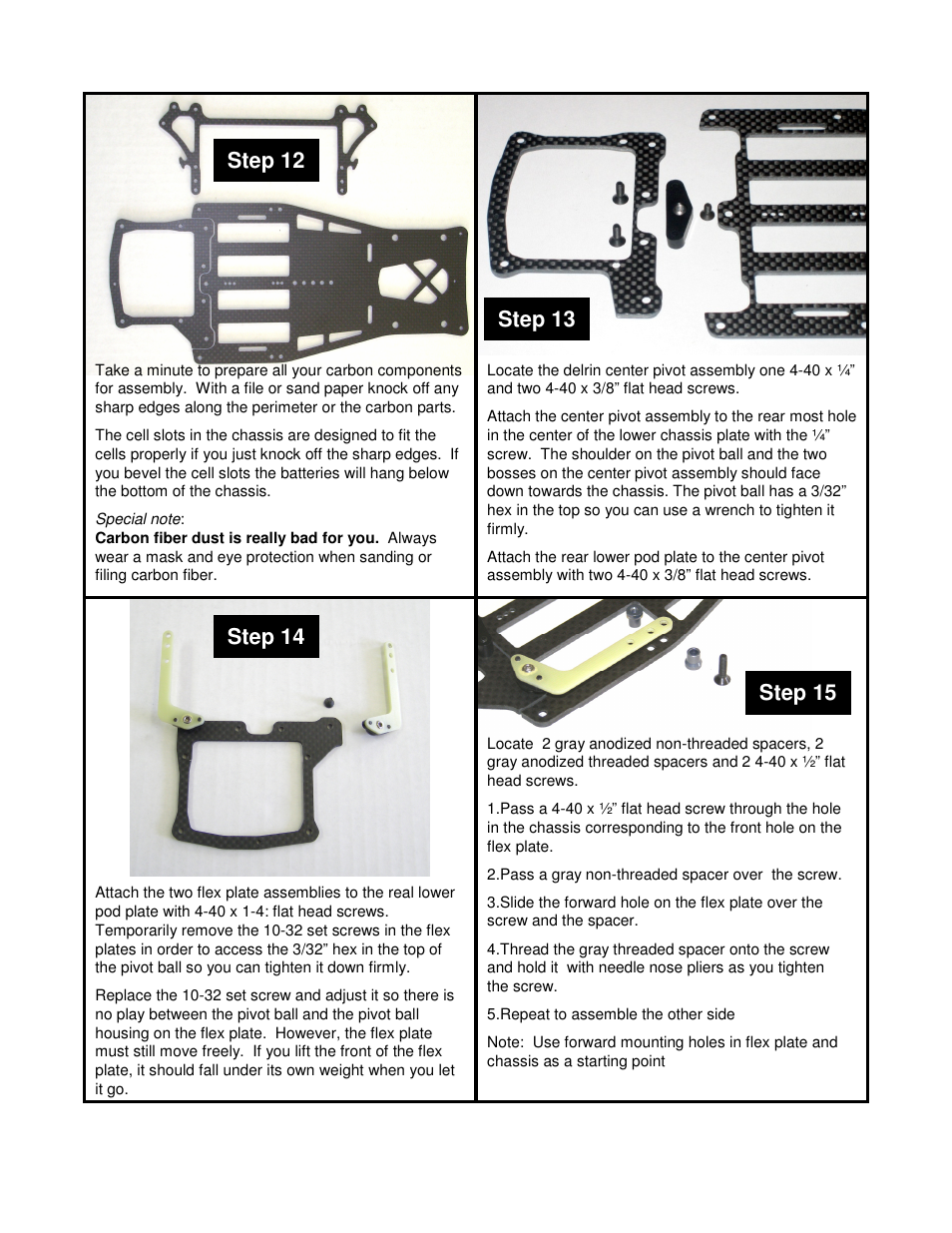 Step 12, Step 13 step 14, Step 15 | BMI Racing DB12RR User Manual | Page 6 / 10