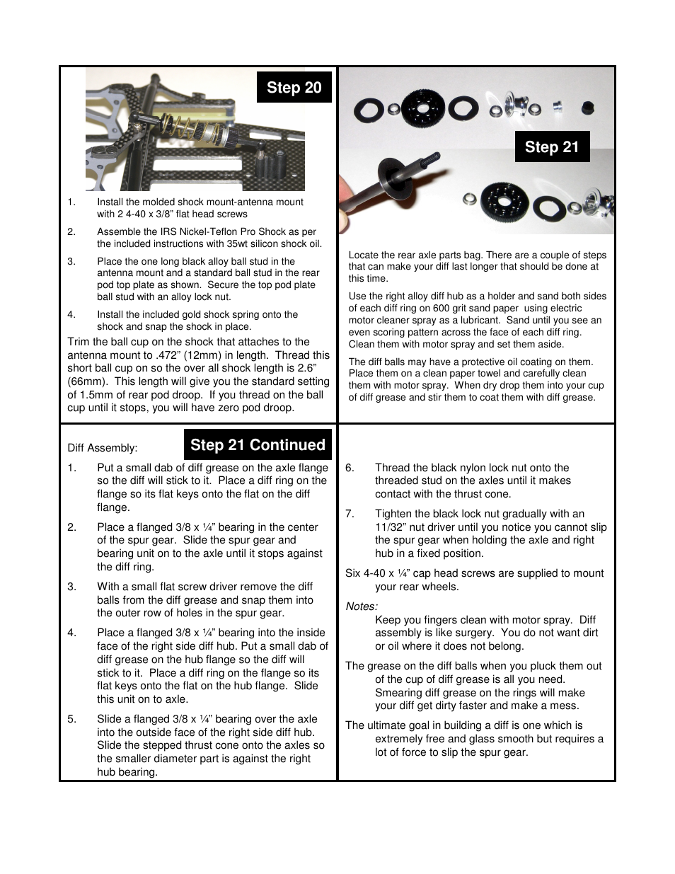 Step 20, Step 21 step 21 continued | BMI Racing DB12RR User Manual | Page 8 / 10