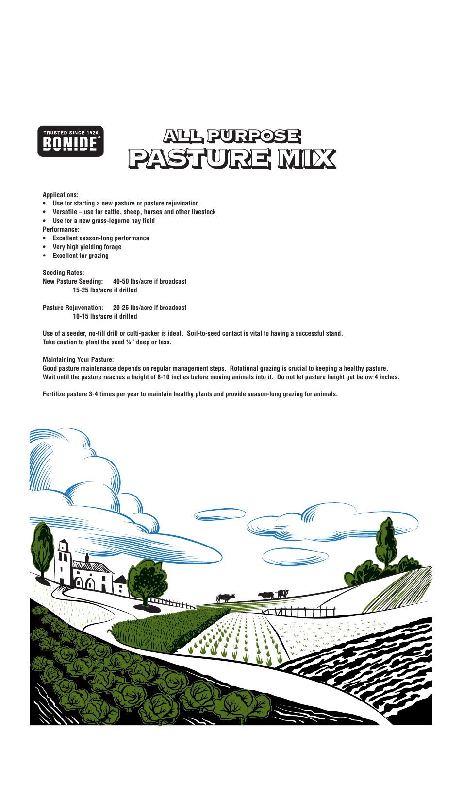 Bonide All Purpose Pasture Grass Seed User Manual | 1 page