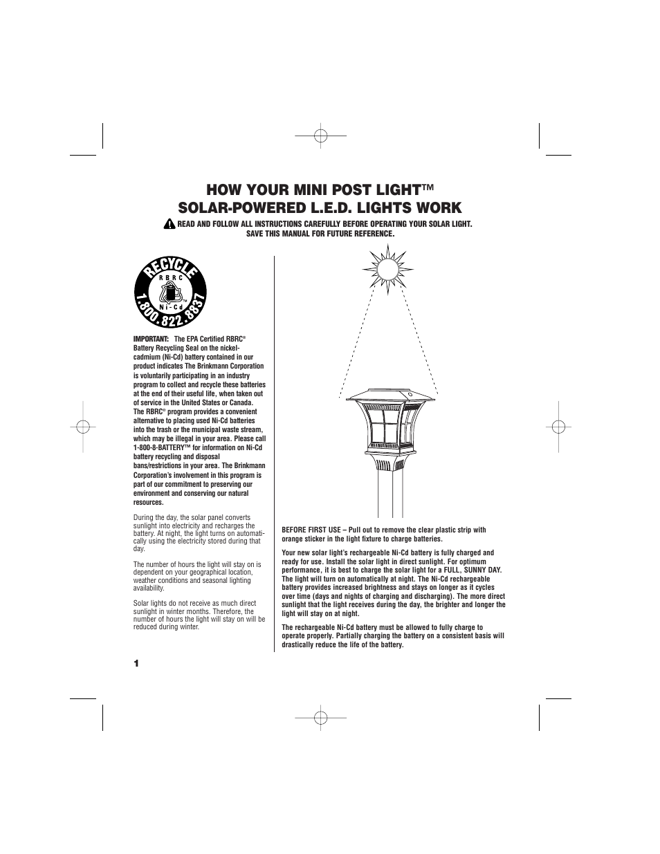 Brinkmann Mini Post Light 822-2500-2 User Manual | Page 2 / 8
