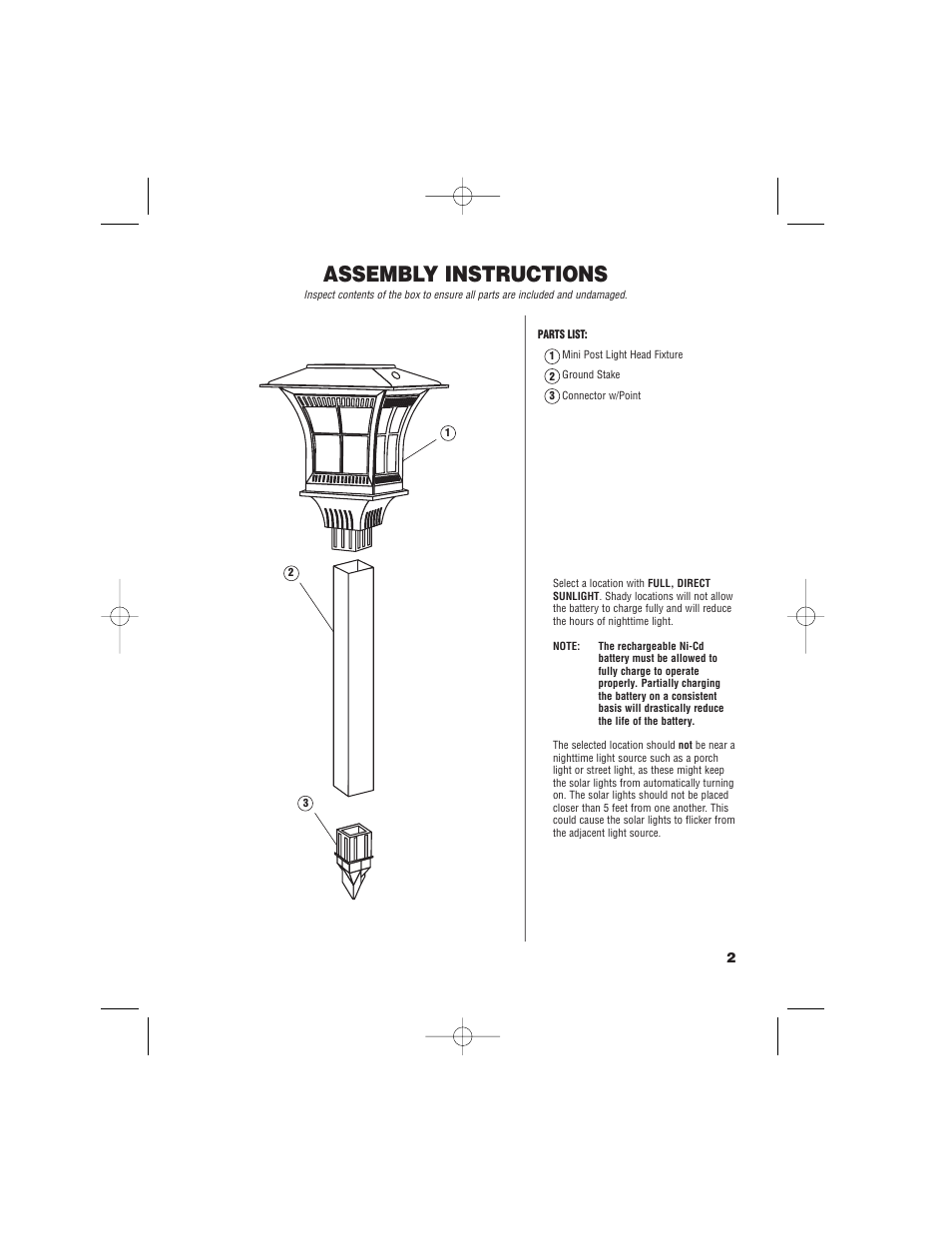 Assembly instructions | Brinkmann Mini Post Light 822-2500-2 User Manual | Page 3 / 8