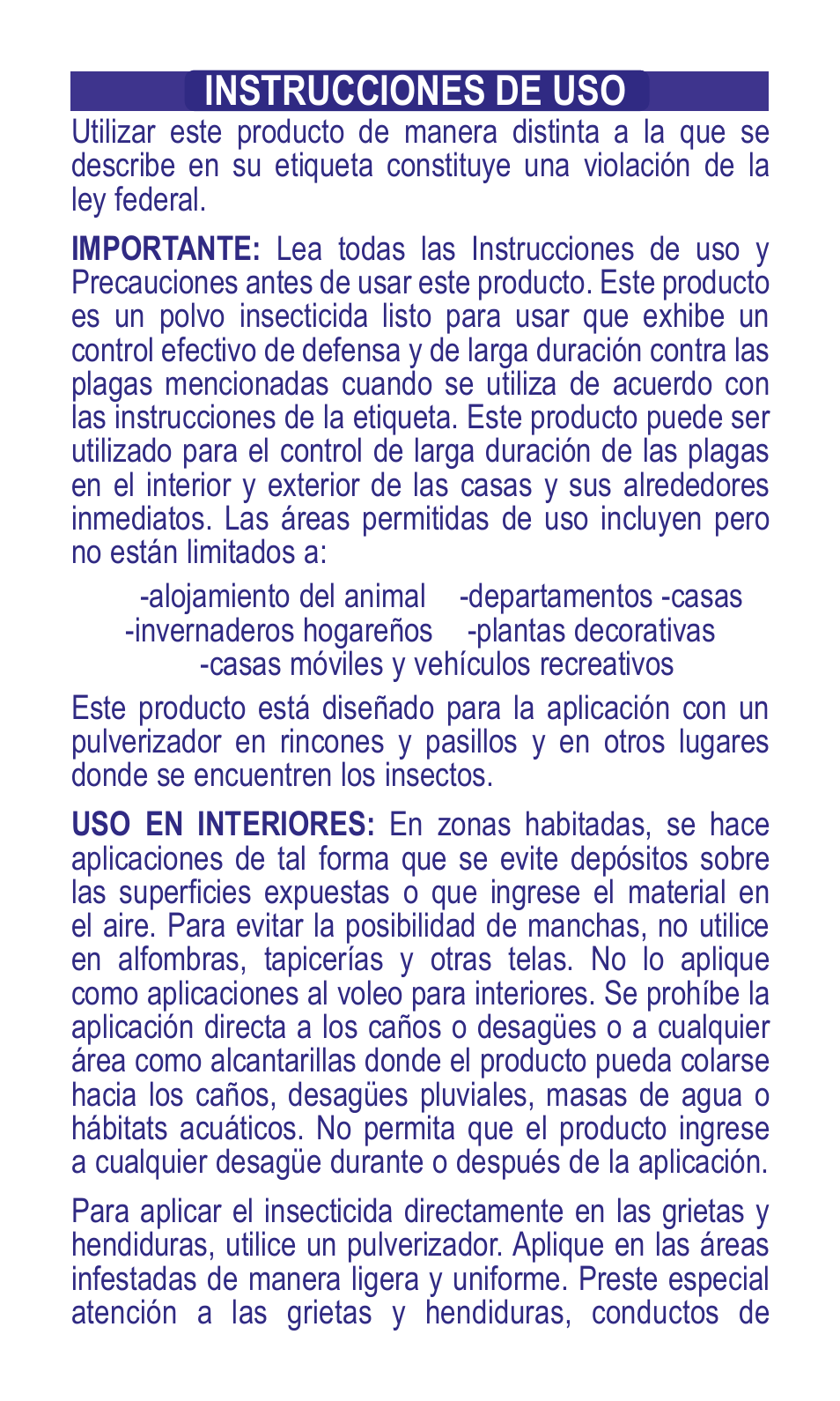 Instrucciones de uso | Bonide Ant Killer Dust User Manual | Page 8 / 12