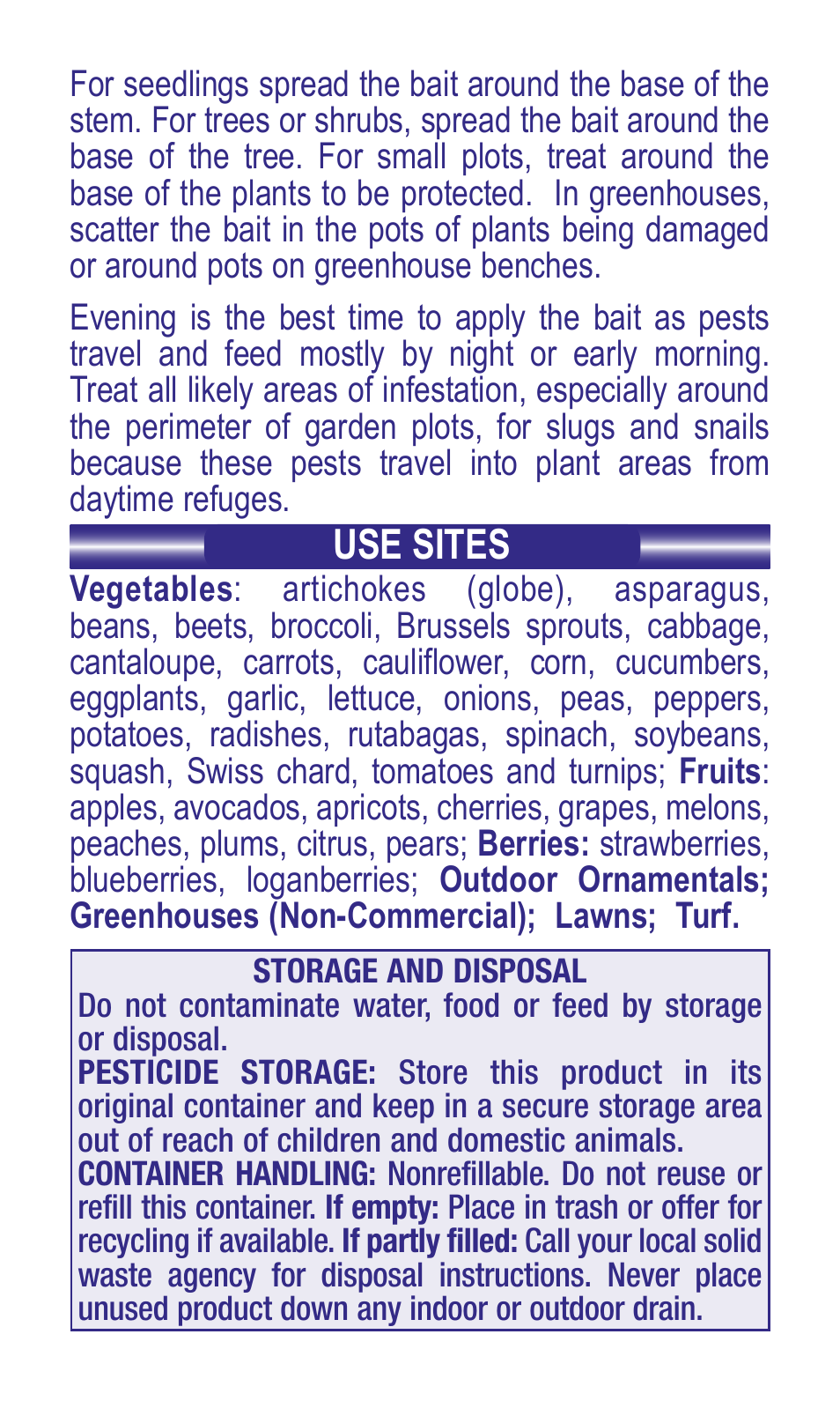 Use sites | Bonide Bug & Slug Killer User Manual | Page 3 / 4