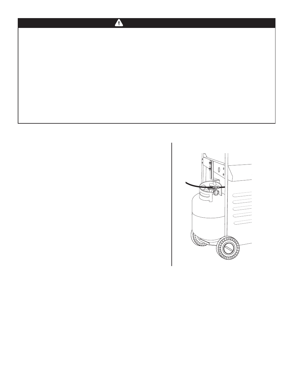 Warning, Filling the lp gas cylinder, Installing the lp gas cylinder onto the grill | Hose and regulator | Brinkmann Backyard Kitchen User Manual | Page 6 / 32