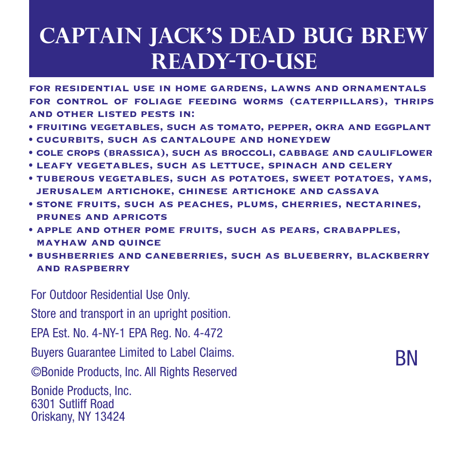 Bonide Captain Jack's Deadbug Brew RTU User Manual | 8 pages