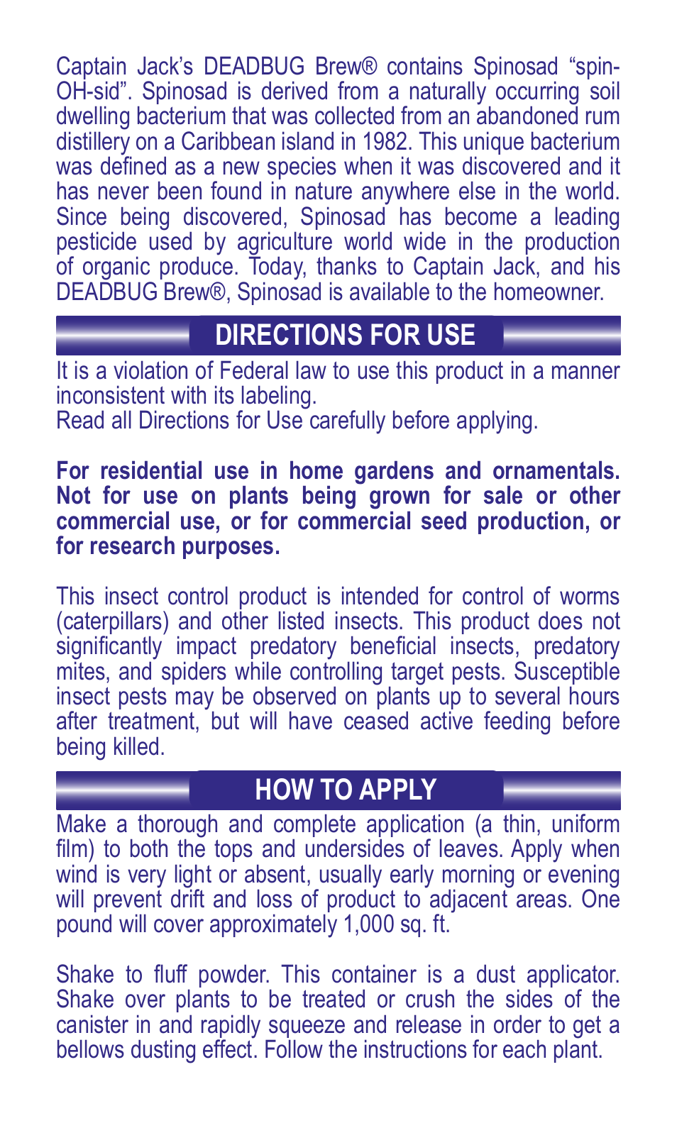 Bonide Captain Jack's Deadbug Brew- Dust User Manual | Page 2 / 8