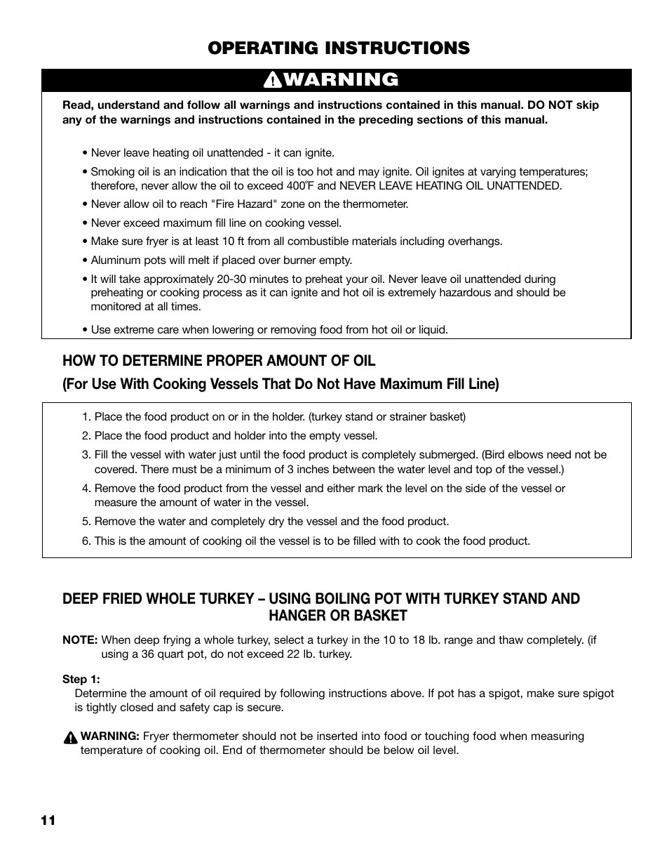 Warning, Operating instructions | Brinkmann 815-3500 User Manual | Page 12 / 16