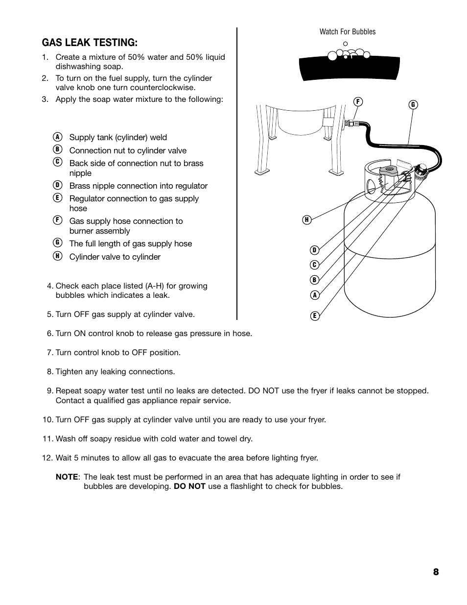 Gas leak testing | Brinkmann 815-3500 User Manual | Page 9 / 16