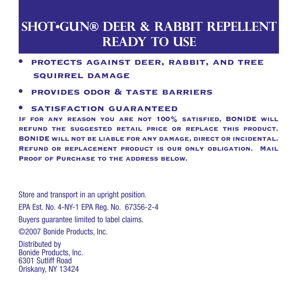 Bonide Deer & Rabbit Repel. RTU User Manual | 4 pages
