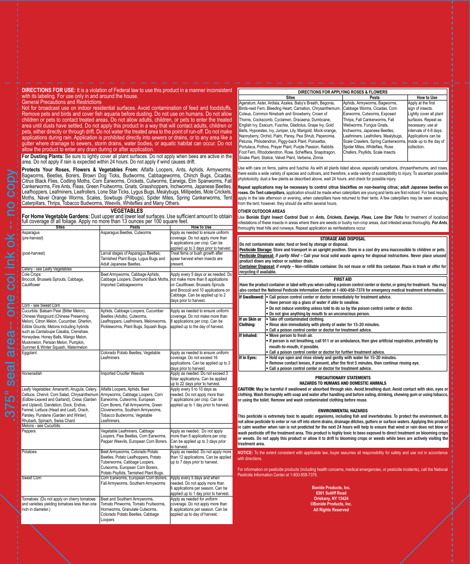 Bonide Eight Garden Dust User Manual | 1 page