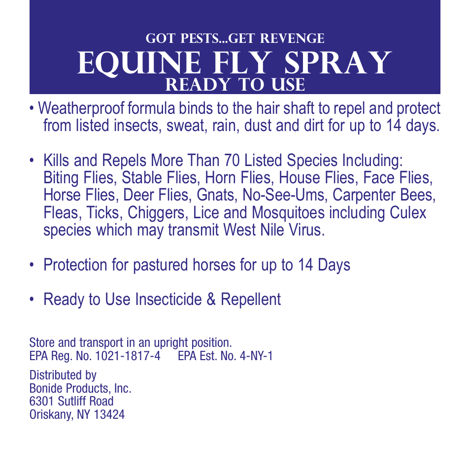 Bonide Equine Fly Spray RTU User Manual | 8 pages