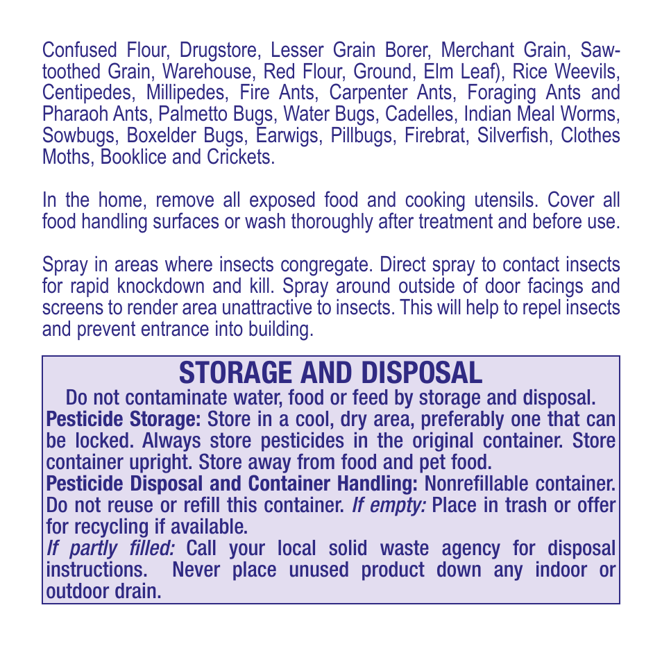 Storage and disposal | Bonide Equine Fly Spray RTU User Manual | Page 6 / 8