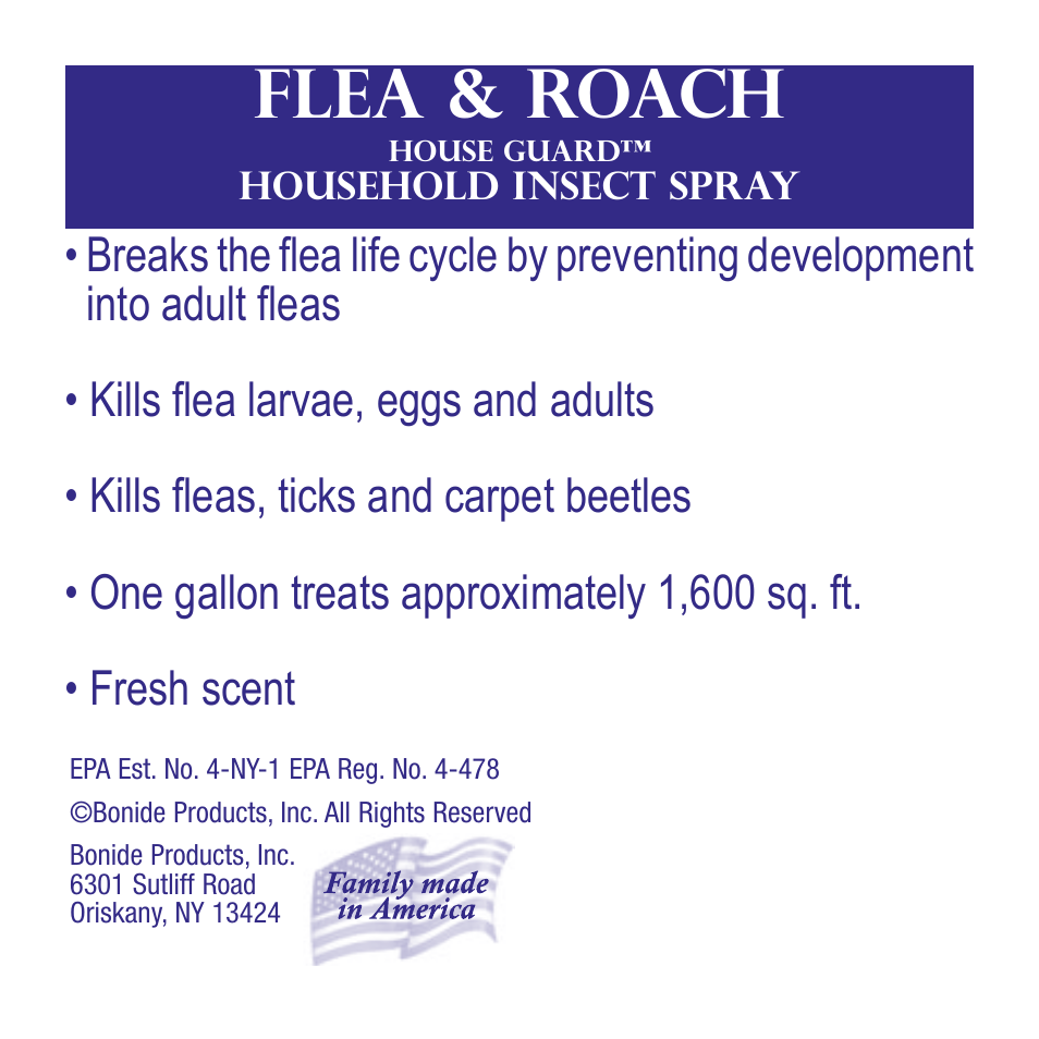 Bonide Flea & Roach Insect Spray- House Guard User Manual | 4 pages