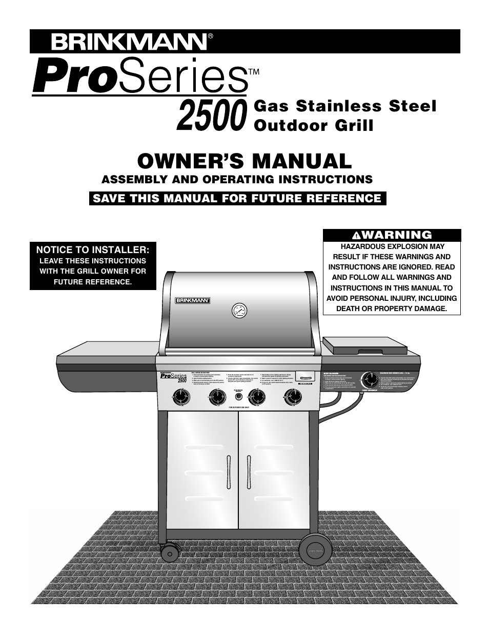 Brinkmann PROSERIES Pro Series 2500 User Manual | 32 pages