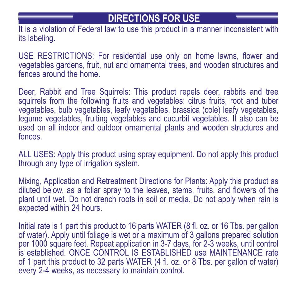 Bonide GO AWAY Deer and Rabbit Repellent Conc. User Manual | Page 2 / 4