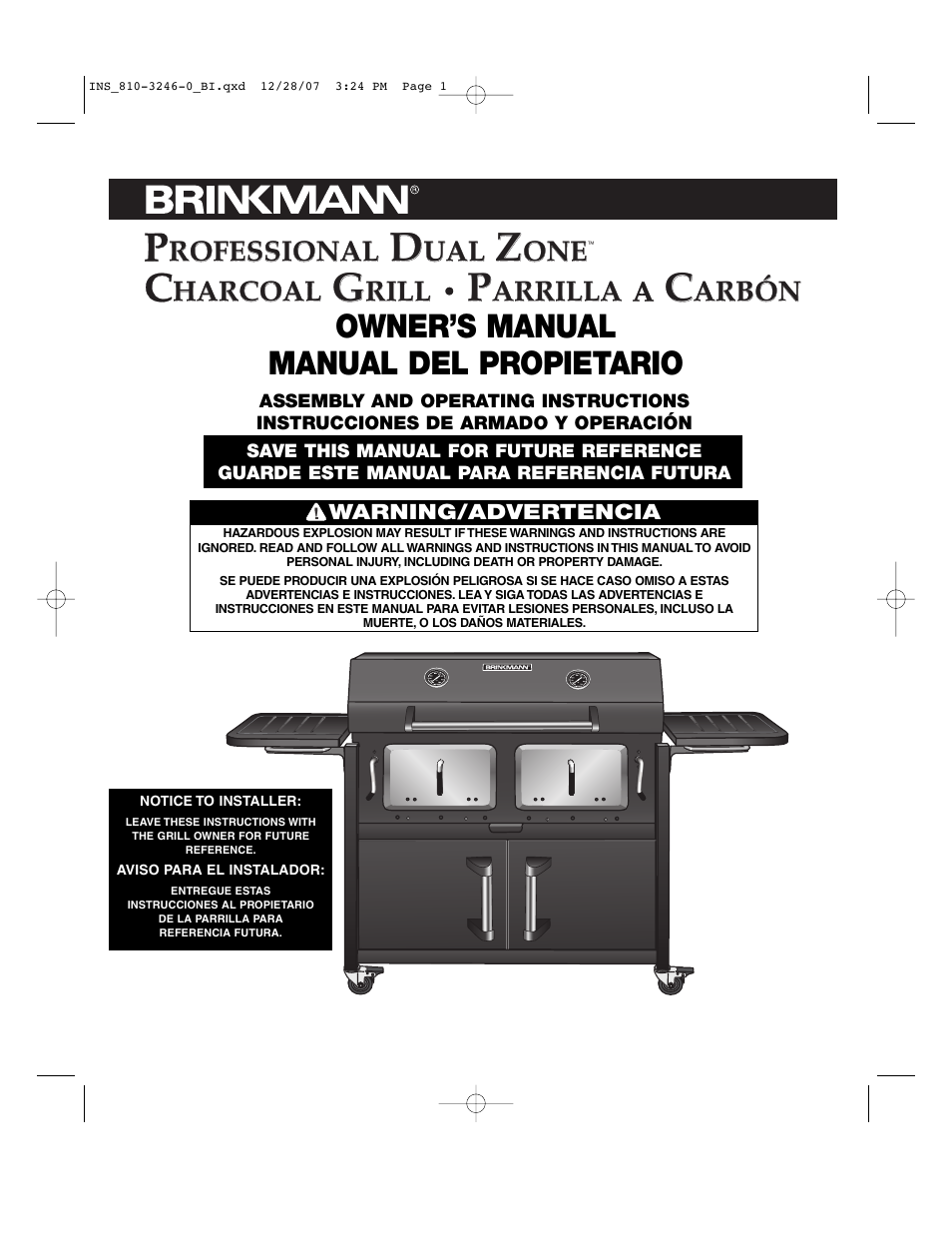 Brinkmann Dual Zone Charcoal Grill User Manual | 40 pages