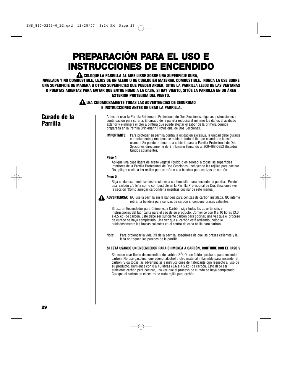 Curado de la parrilla | Brinkmann Dual Zone Charcoal Grill User Manual | Page 30 / 40