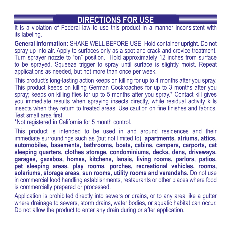 Directions for use | Bonide Household Insect Control RTU User Manual | Page 2 / 8