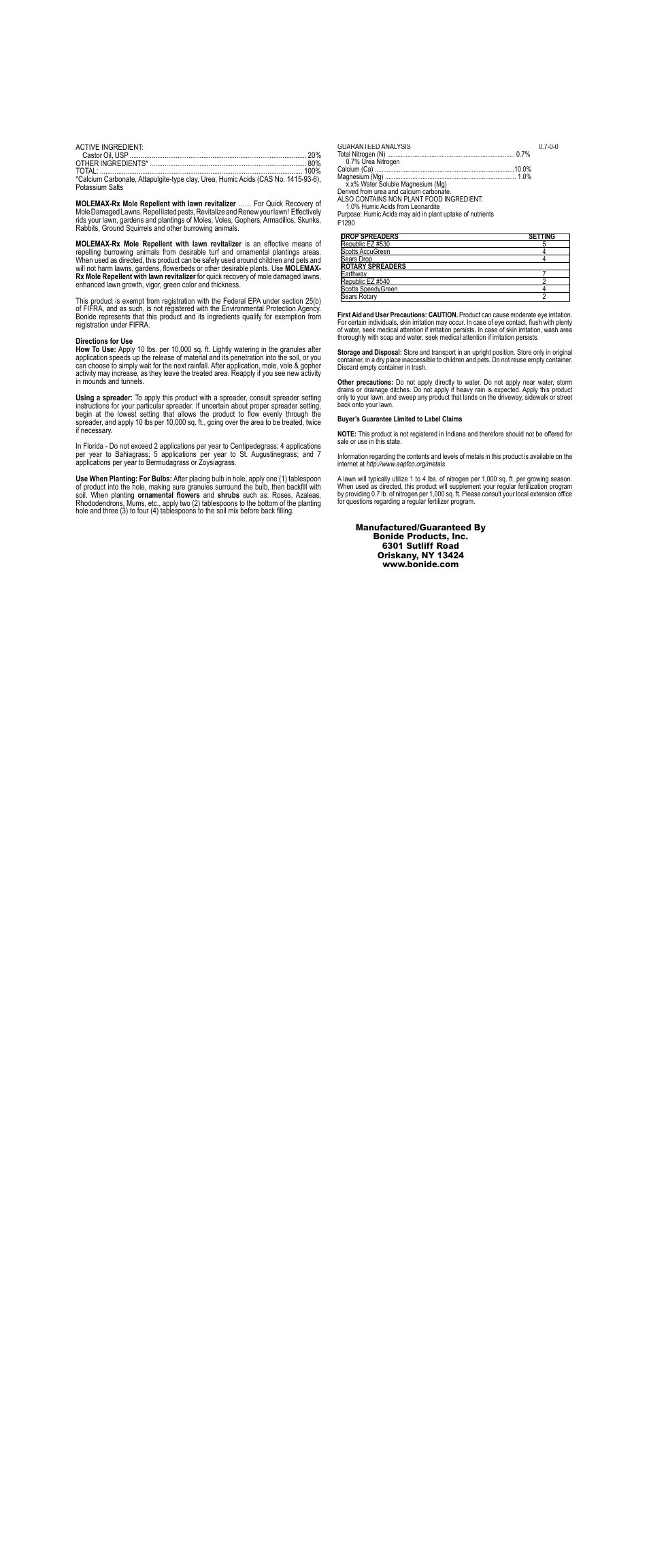 Bonide MoleMax Rx User Manual | 1 page
