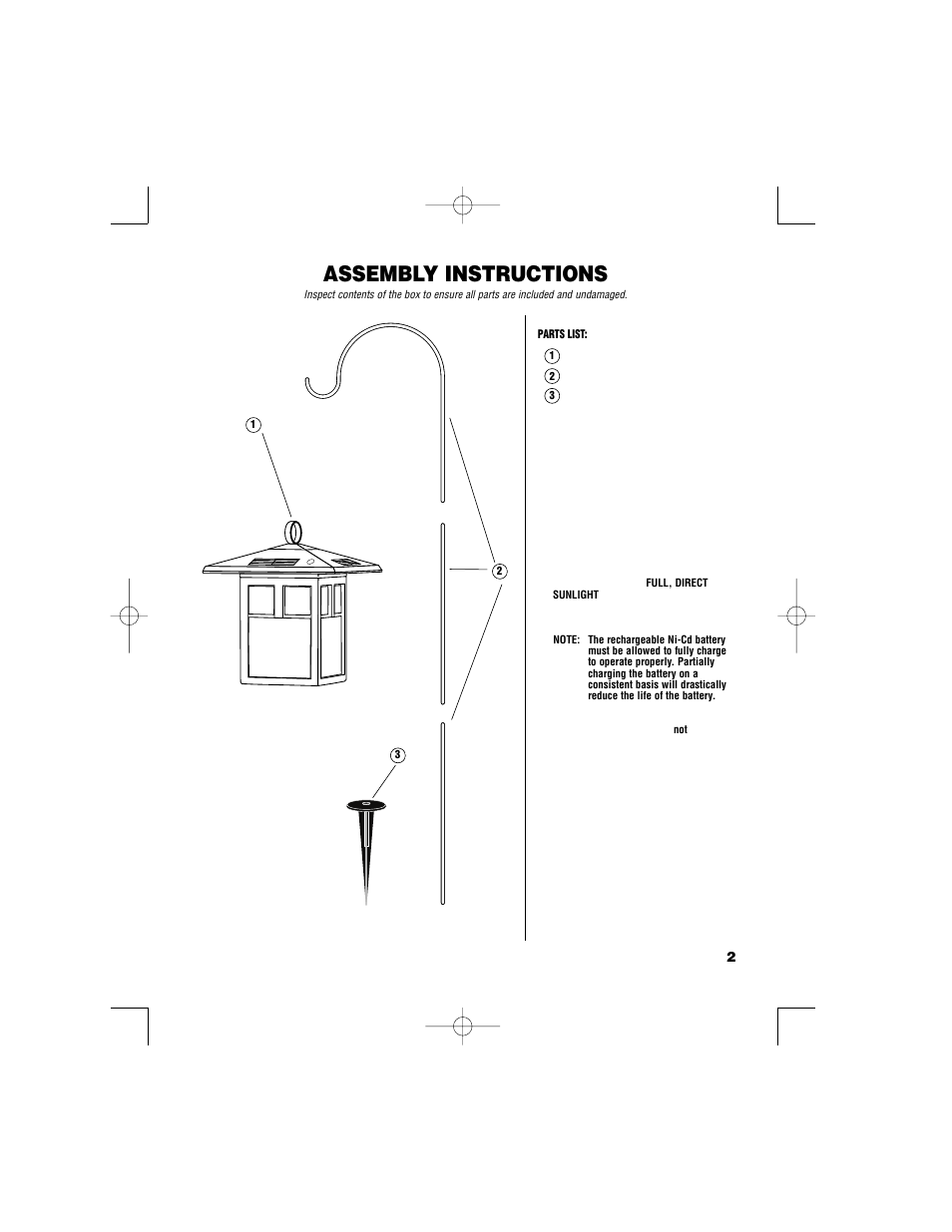 Assembly instructions | Brinkmann Hanging Cypress Extra-Long Solar Powered Accent Lights 822-1526-2 User Manual | Page 3 / 8