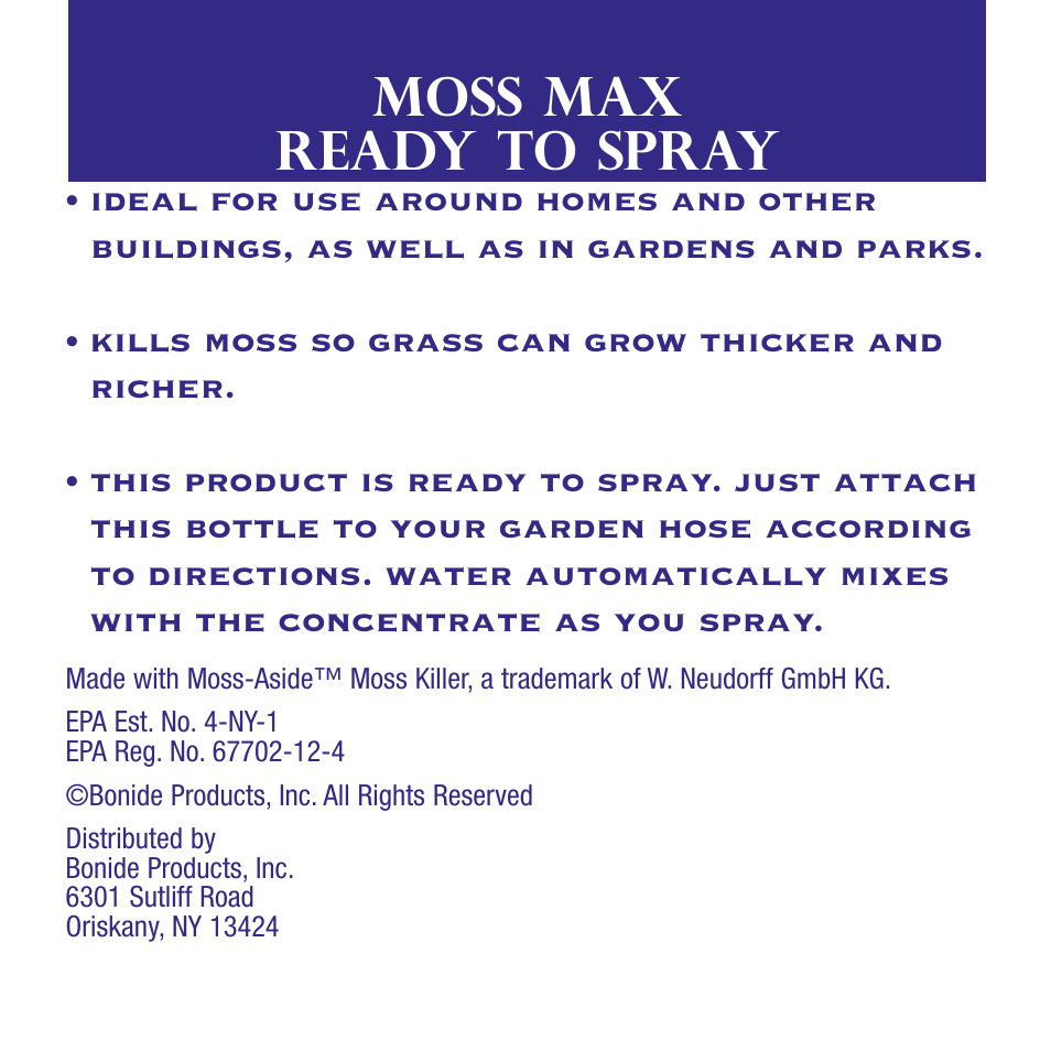 Bonide MOSS MAX RTS User Manual | 8 pages