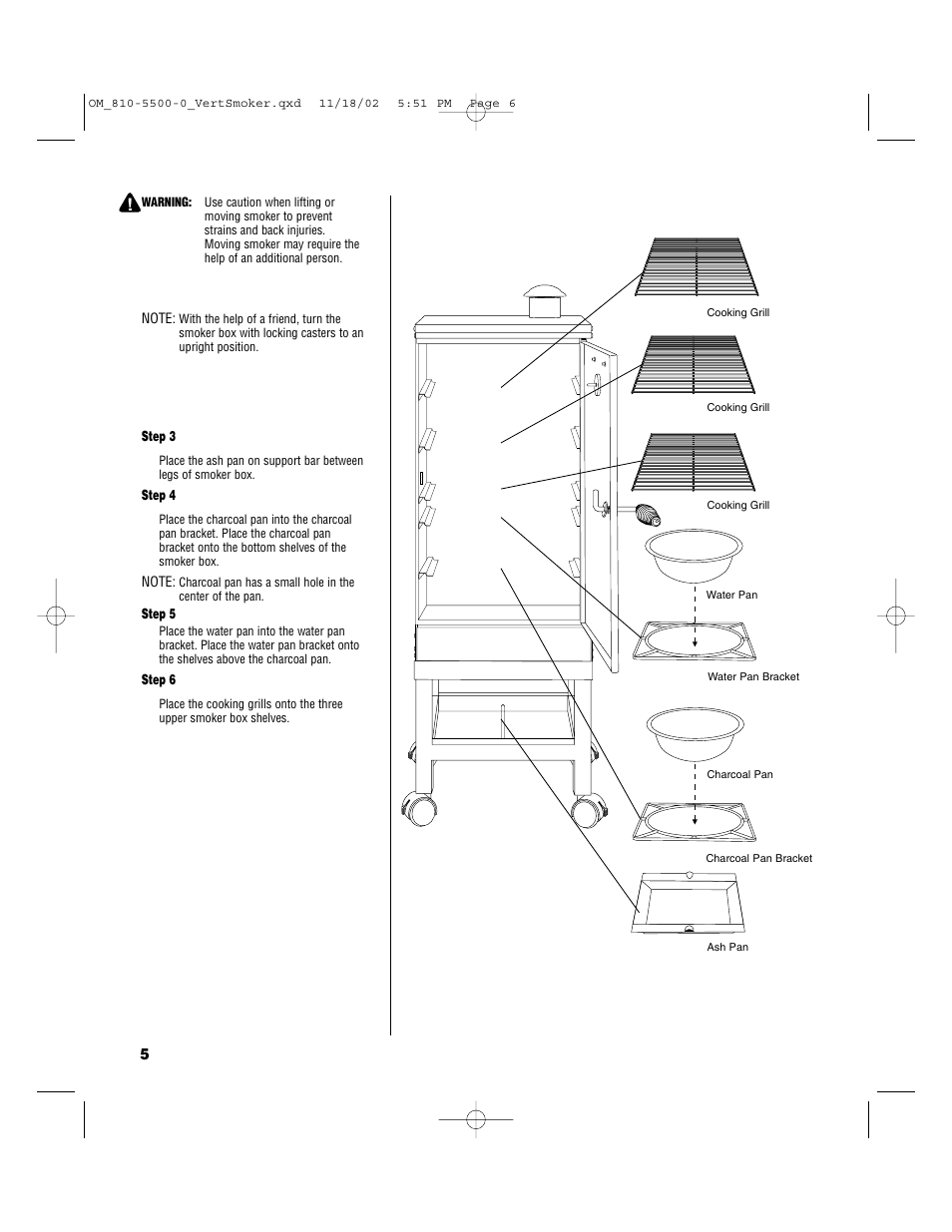 Brinkmann Vertical Smoker Charcoal/Wood Smoker Grill User Manual | Page 6 / 16