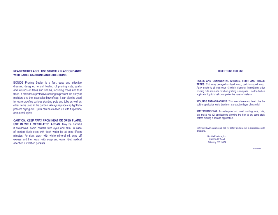 Bonide Pruning Sealer Tree Wound Dressing User Manual | 1 page