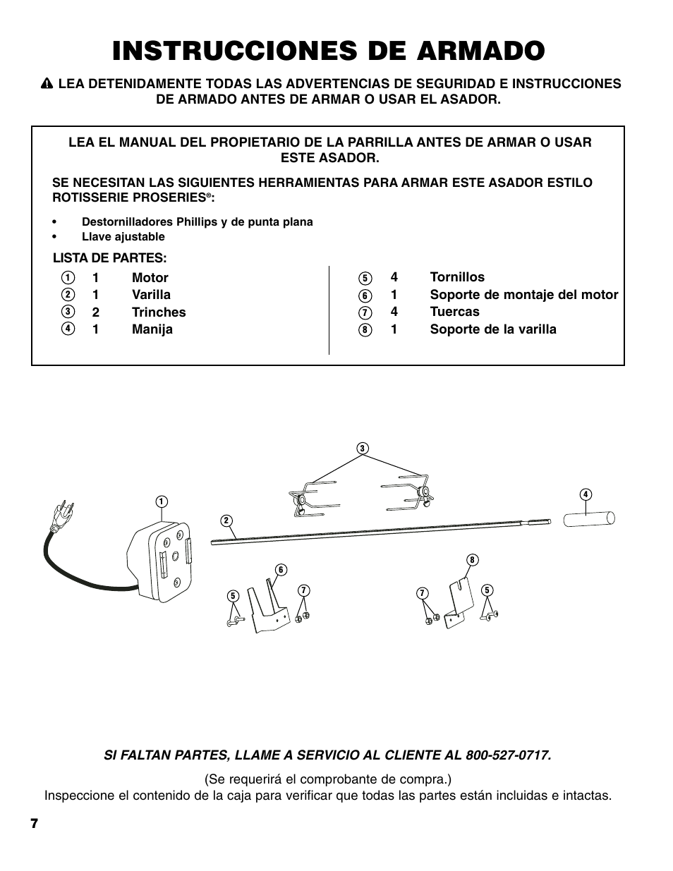Instrucciones de armado | Brinkmann ProSeries User Manual | Page 8 / 12