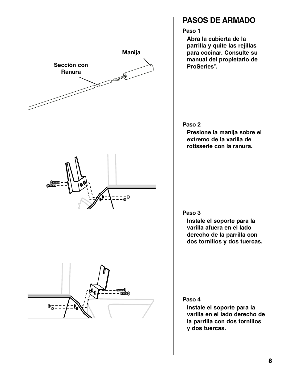 Pasos de armado | Brinkmann ProSeries User Manual | Page 9 / 12