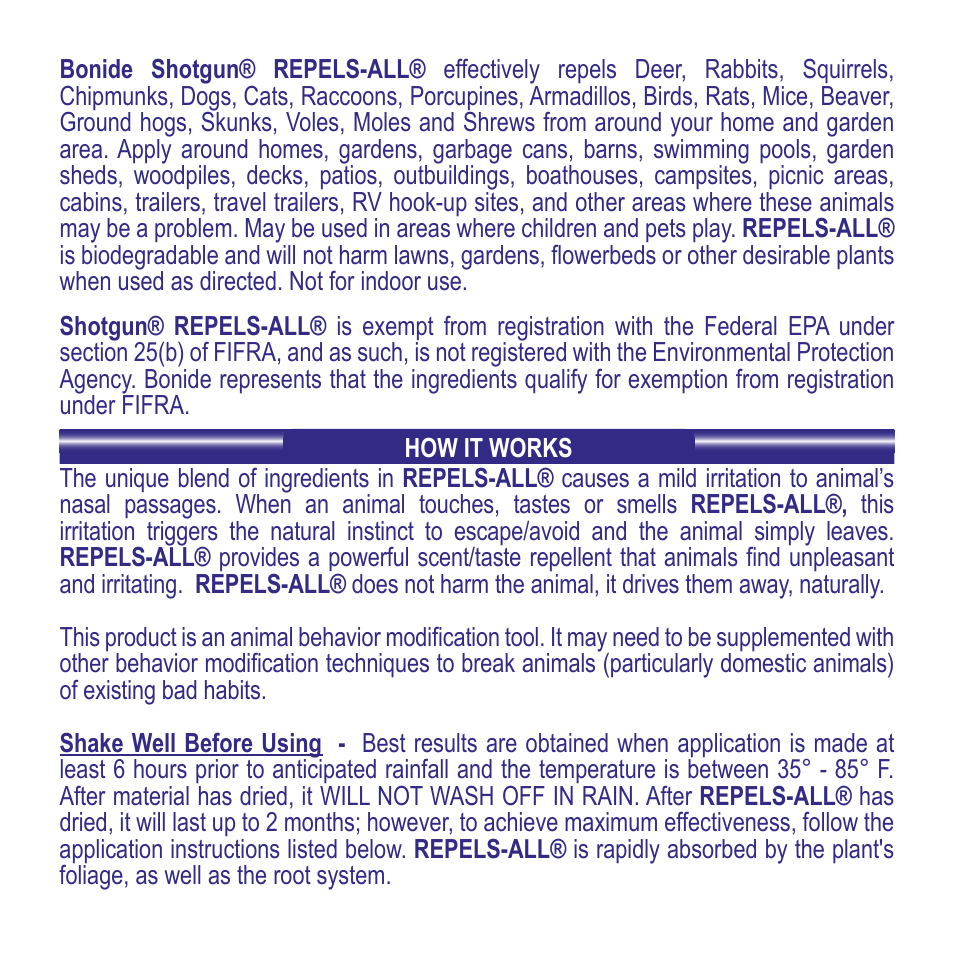 Bonide Repels-All RTS User Manual | Page 2 / 4