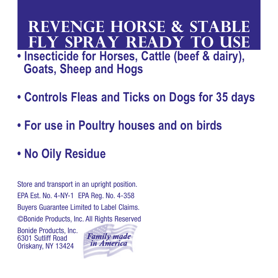 Bonide Revenge Horse & Stable Fly Spray RTU User Manual | 8 pages