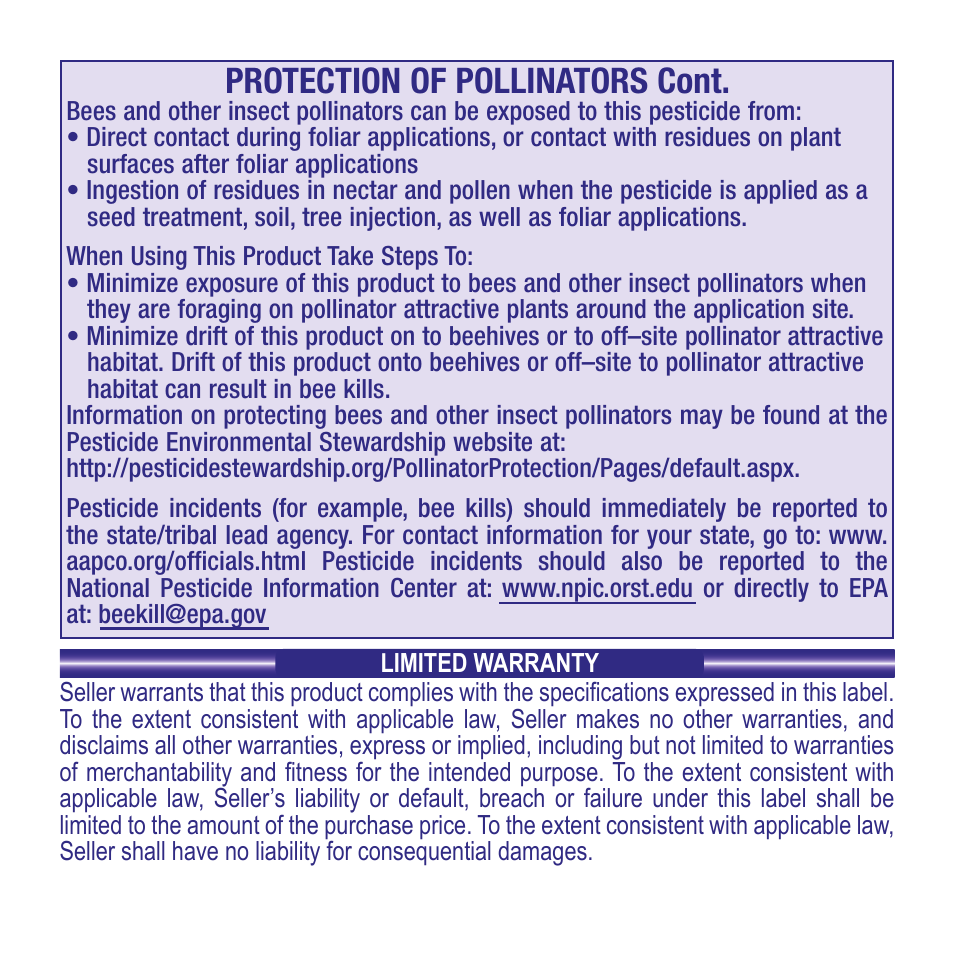 Protection of pollinators cont | Bonide Rose Rx Systemic Drench User Manual | Page 8 / 8