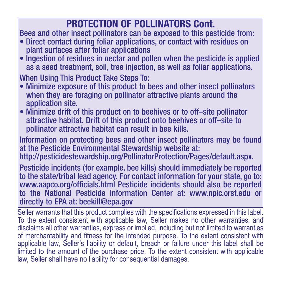 Protection of pollinators cont | Bonide Rose Shield User Manual | Page 8 / 8