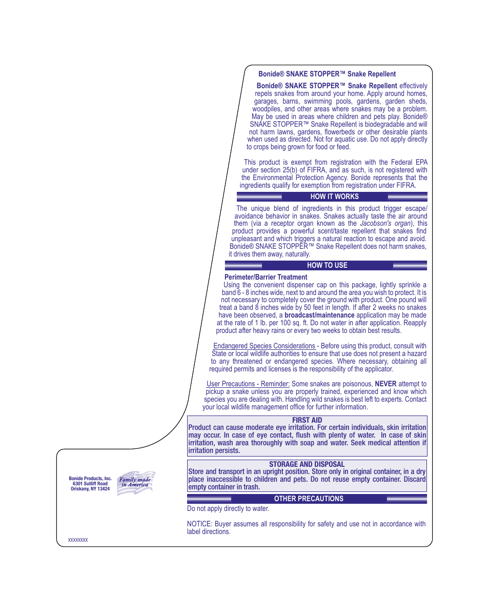 Bonide Snake Stopper User Manual | 1 page