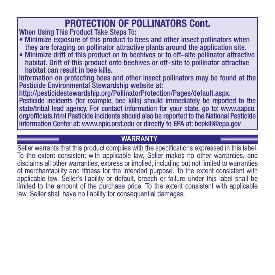 Protection of pollinators cont | Bonide Systemic Insect Spray RTS User Manual | Page 12 / 12