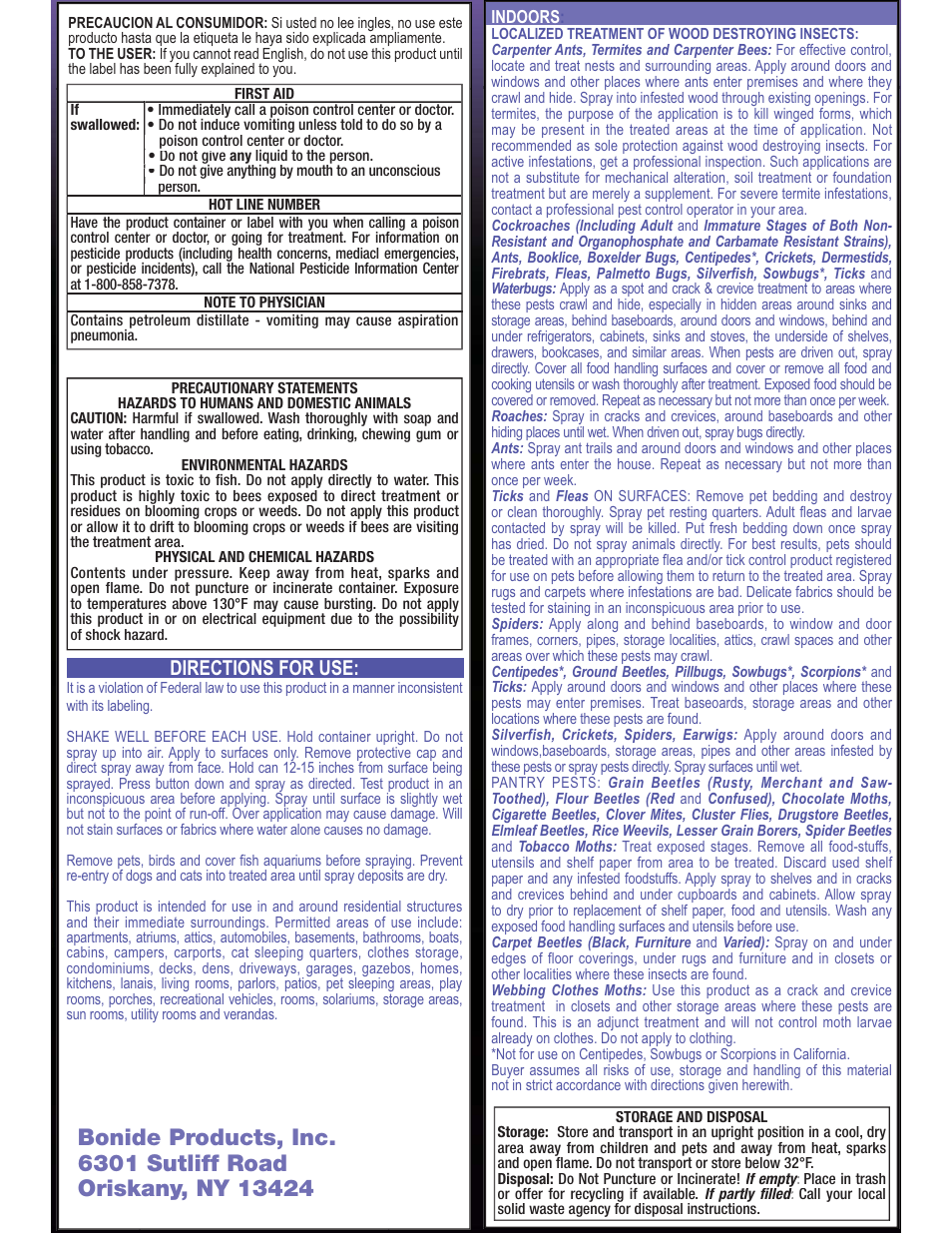 Bonide Termite & Carpenter Ant Aerosol  User Manual | 1 page