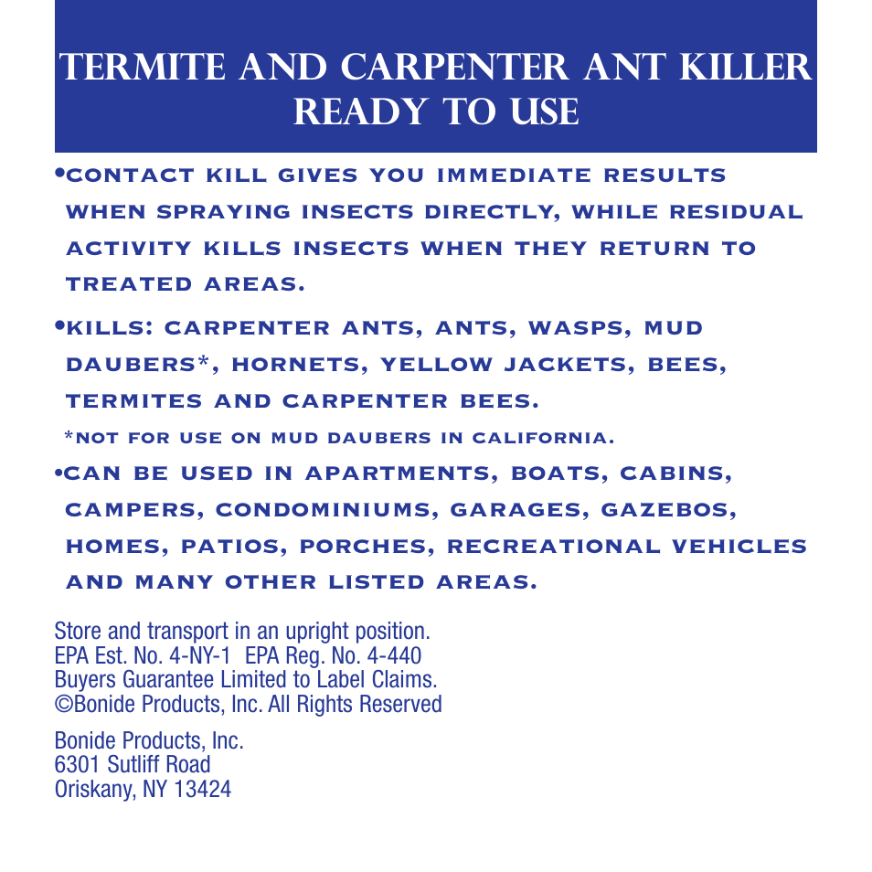 Bonide Termite & Carpenter Ant RTU  User Manual | 4 pages